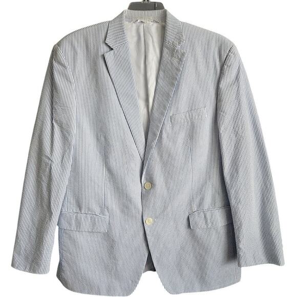 Lauren Ralph Lauren Other - Lauren Ralph Lauren Mens Blue/White Striped Seersucker Blazer Sz 44R Quiet Lux